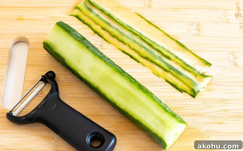 Cucumber slices on a sushi mat