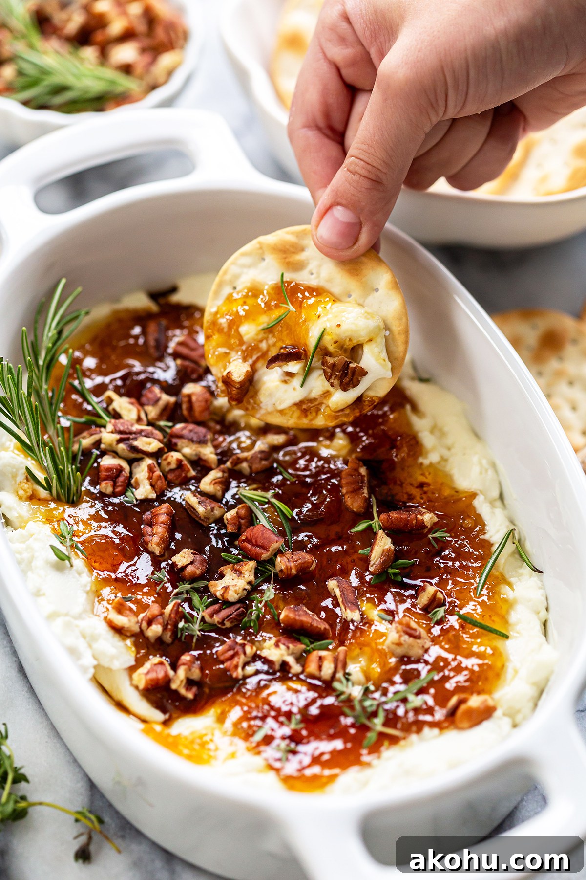 goat cheese appetizer with fig jam and pecans