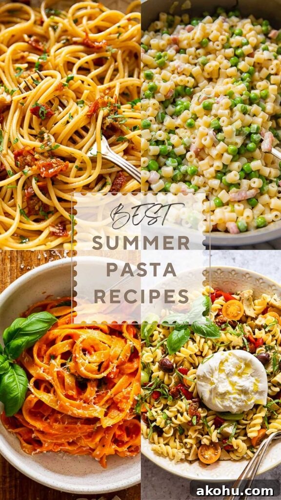 A four panel poster with pasta recipes, and the post title in the middle text box.