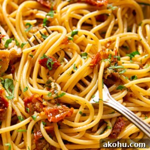 Sun-dried tomato, garlic and chilli spaghetti