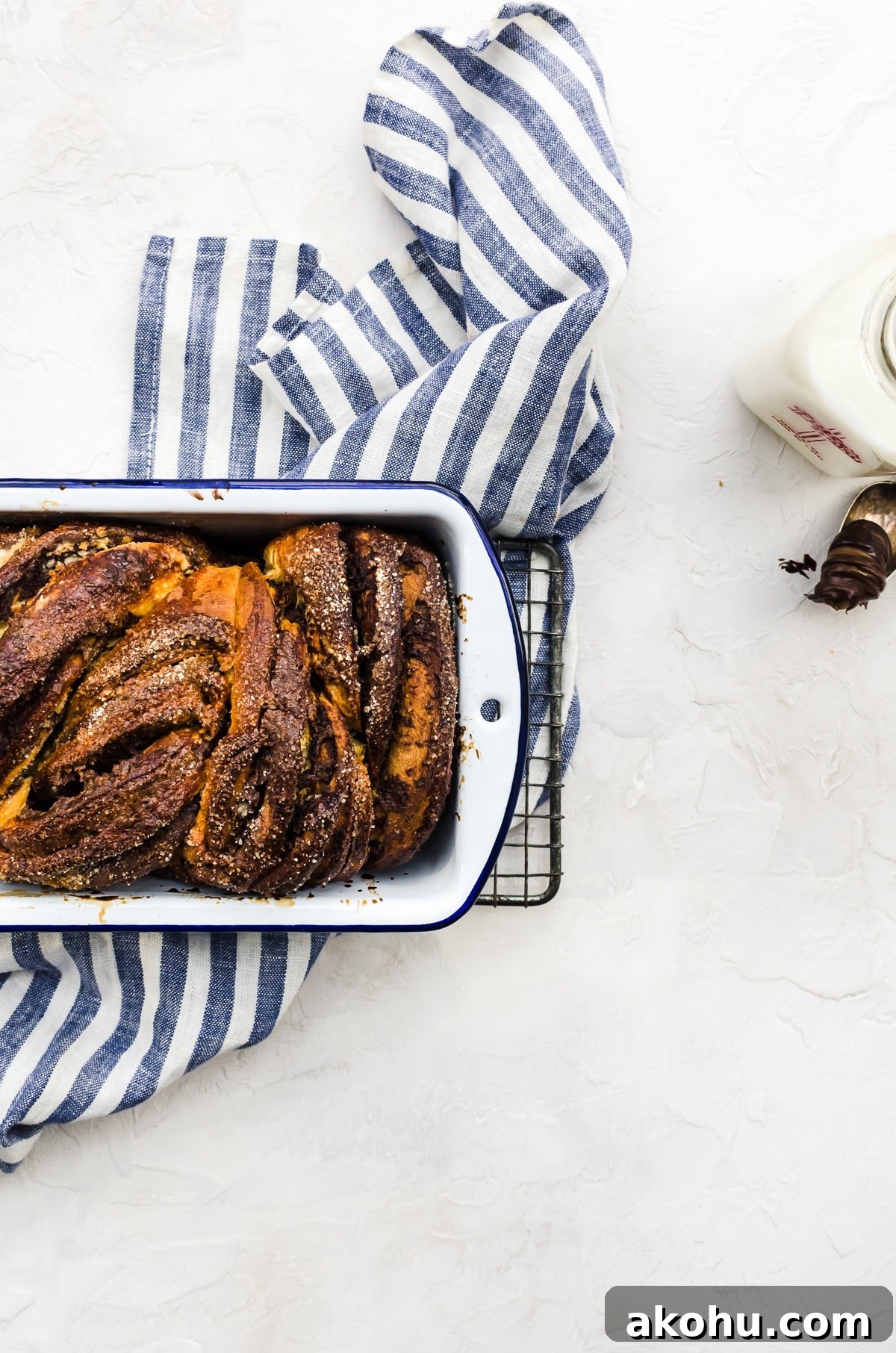 Cookie Butter and Chocolate Babka Recipe 2 overhead cookie butter chocolate babka