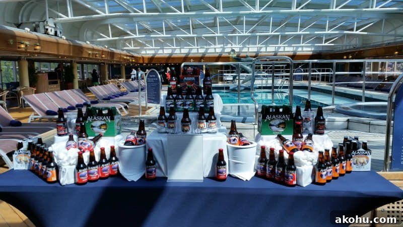 Table coverd in Alaskan Beers